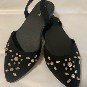 Black slingback flats